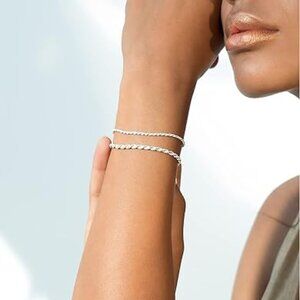 NIB MiaBella Women’s 4mm 925 Sterling Silver Italian Byzantine Chain Bracelet